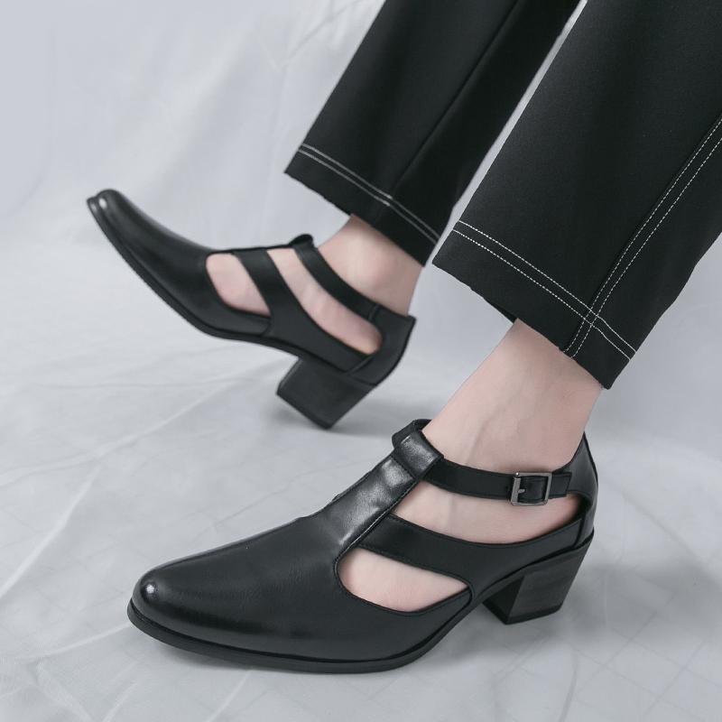 

Summer Men Business High-heeled Sandals European American Comfortable Breathable Fashionable Performance Sandals Sizes 38-46 46 чёрный