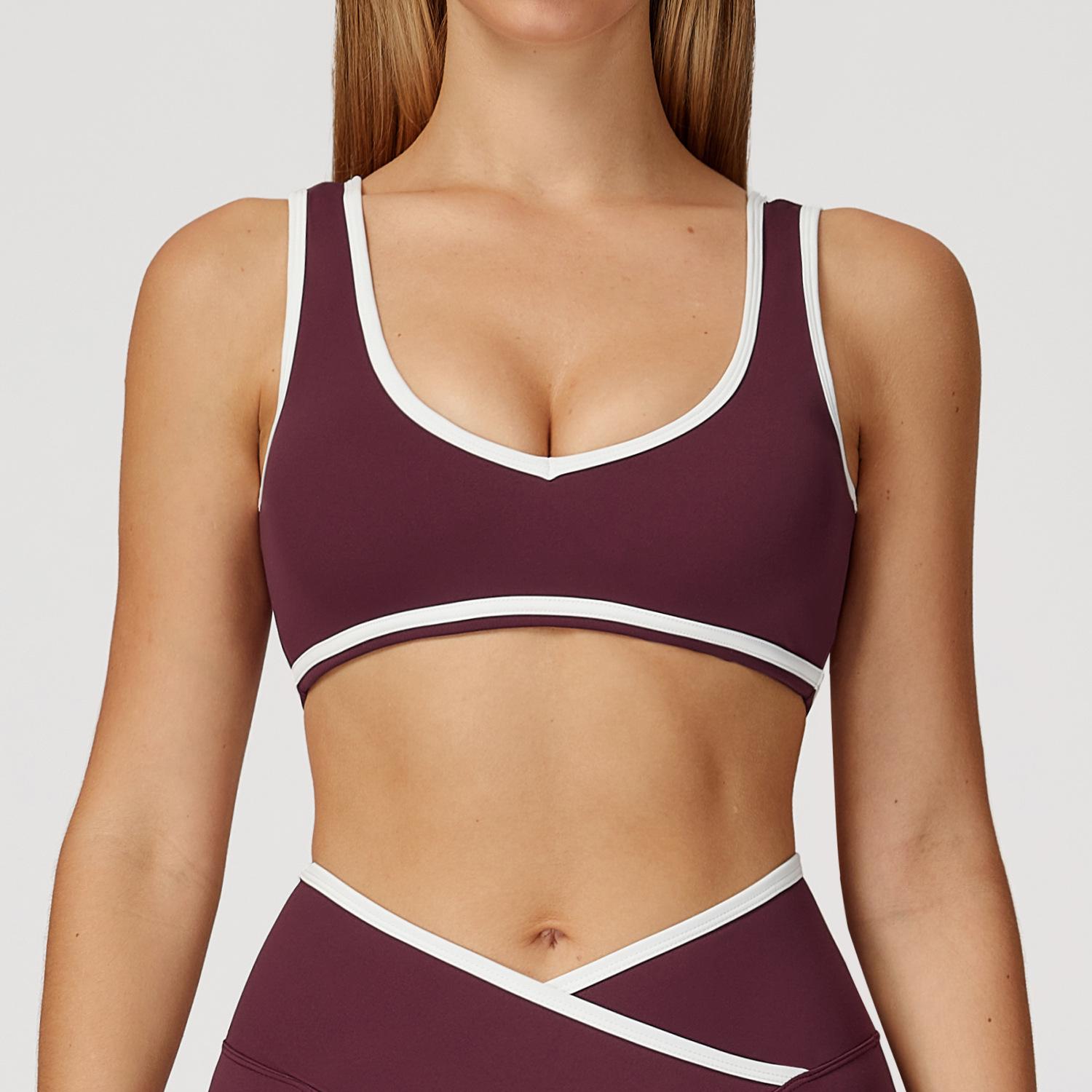 

«Европейско-американский контрастный широкий бретелька ударопрочный спортивный бюстгальтер для занятий йогой и фитнесом на открытом воздухе» Extra Large