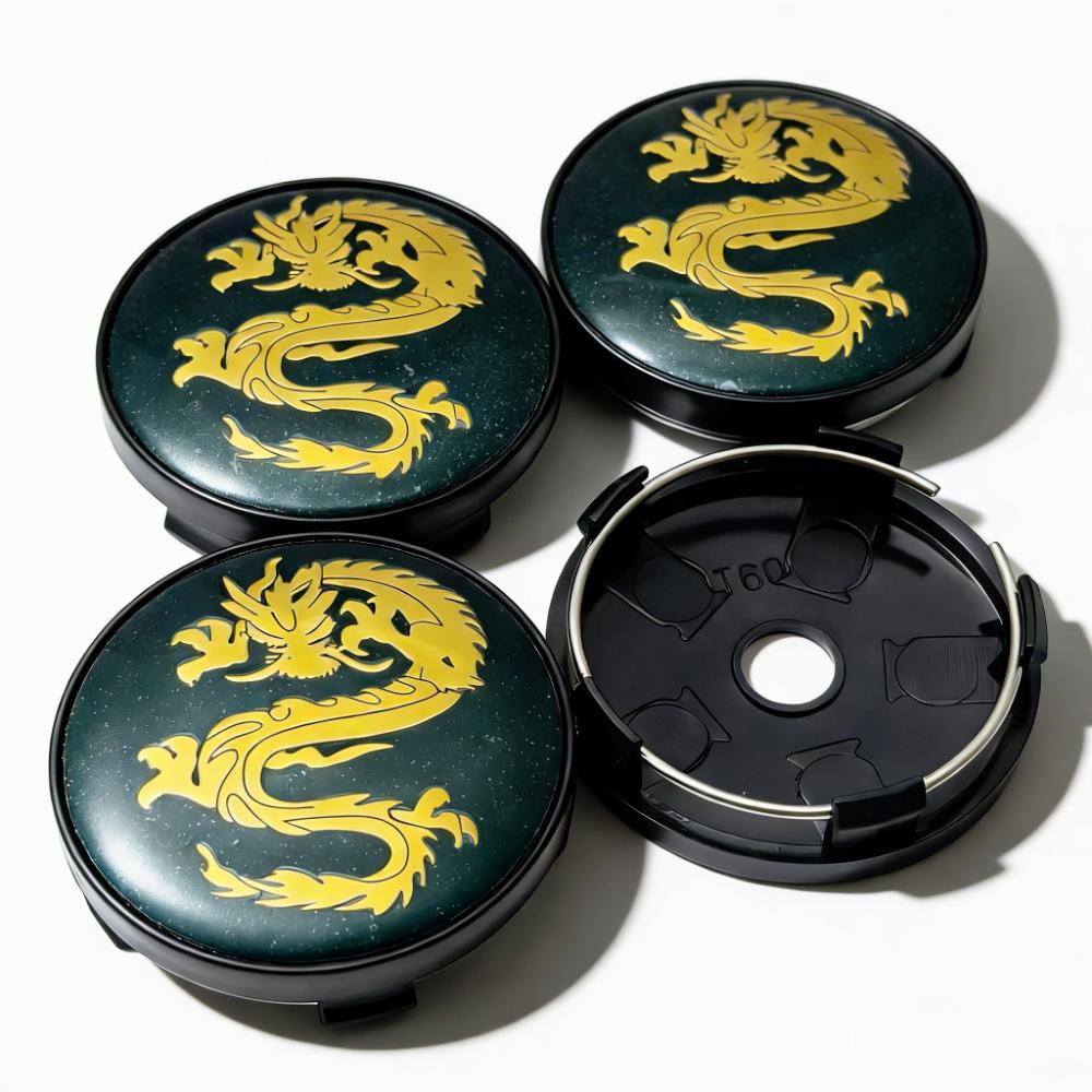 4pcs Dragon Totem Logo Emblem Car Wheel Center Caps 60MM 56MM Wheels Hub Cap Dragons Badge Rim Hubcap Dust Cover Car Accessories