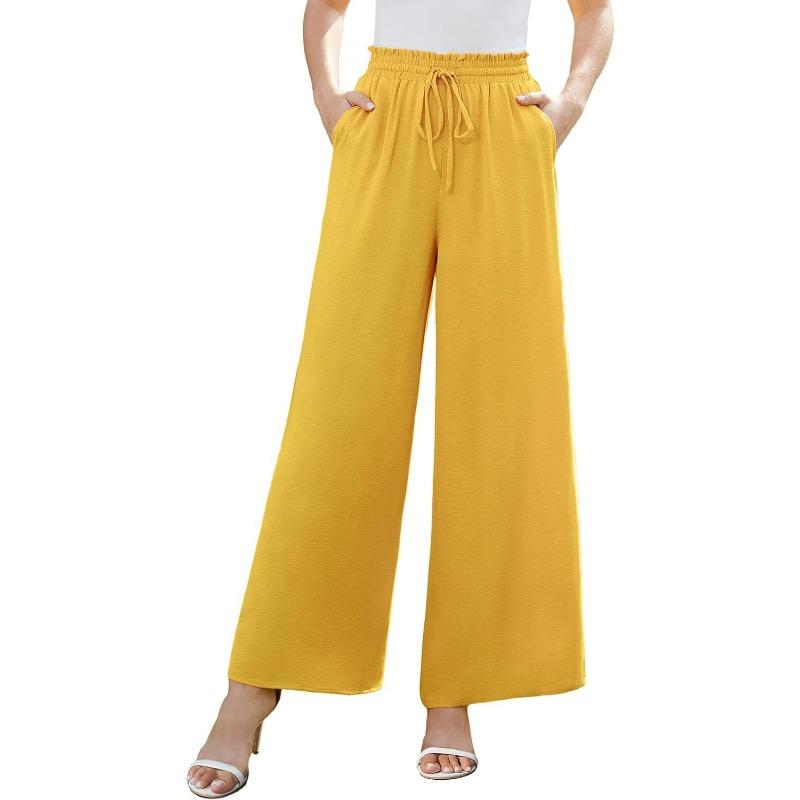 Women's Spring and Summer New Wide Leg Trousers Elastic Waistband Wide Leg High Waist Long Skirt Trousers Female