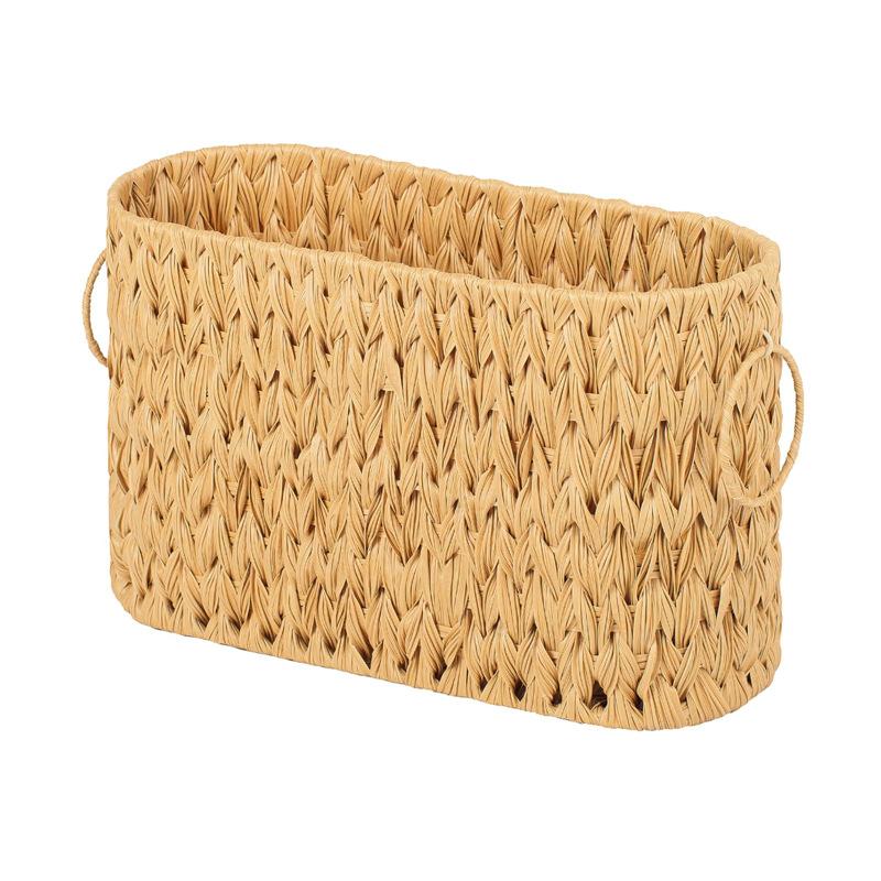 1pc Bathroom Toilet Paper Basket Waterproof Plastic Imitation Rattan Woven Storage Basket Miscellaneous Sorting Basket