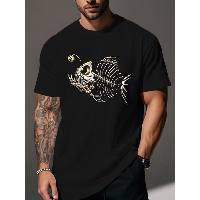 Fun Skeleton Fish Crinkle Plus Size Men s T-Shirt, PLUS SIZE 2XL
