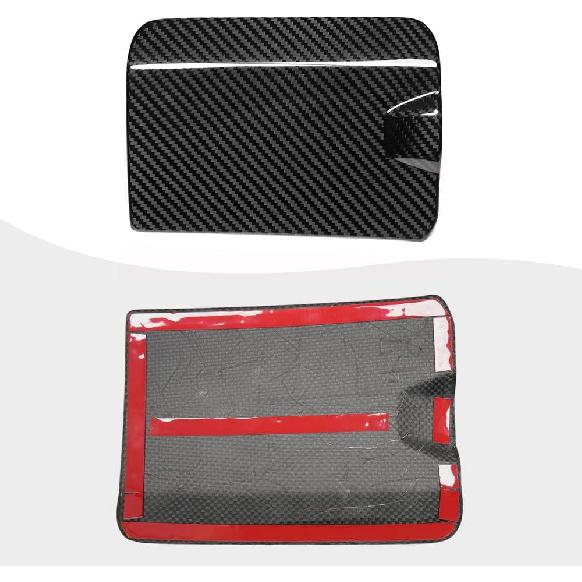 Jogon Real Carbon Fiber Fuel Door Gas Tank Trim Cover for Ford Bronco Raptor 2021 2022 2023 2024 2025, Exterior Body Side Fuel Tank Cap (Glossy CF)