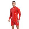 Mens Wet Look Patent Leather Jumpsuit Mock Neck Long Sleeve Zipper Crotch Design Bodysuit Club Dance Performance Costume