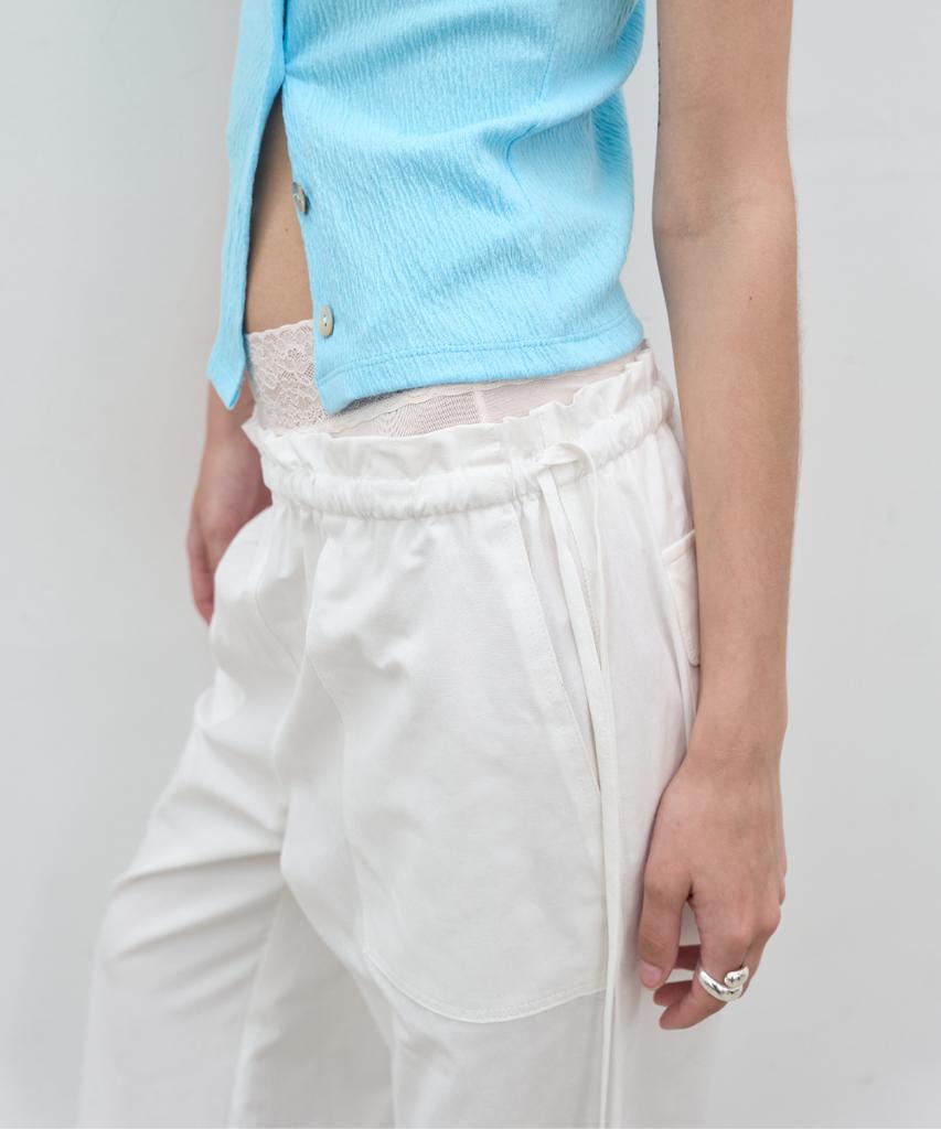 Seolan Linen Blend Pocket Wide Pants_White