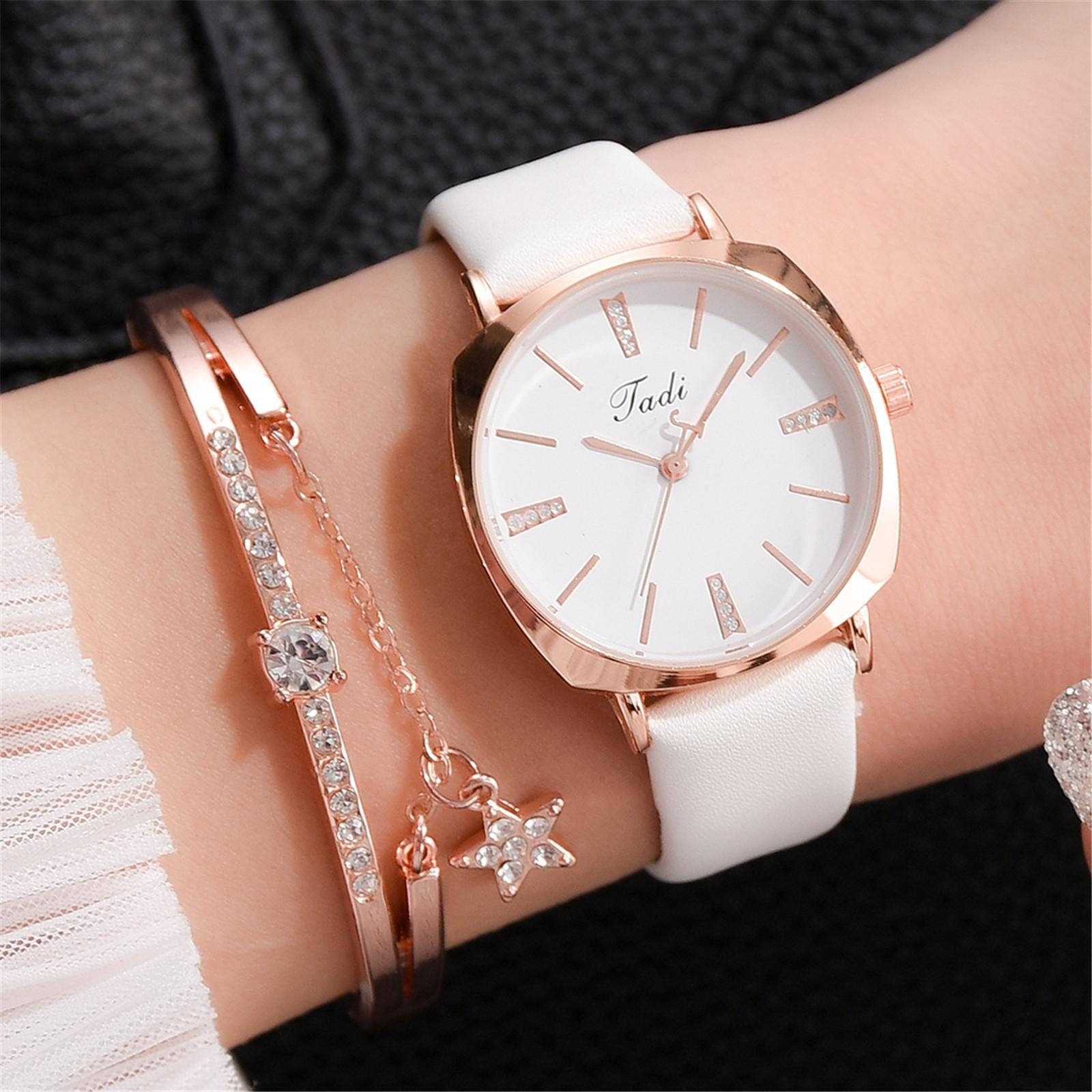 Jadi Fashion Casual Watch Alloy Small Exquisite Ladies Quartz Bracelet Watch Set белый