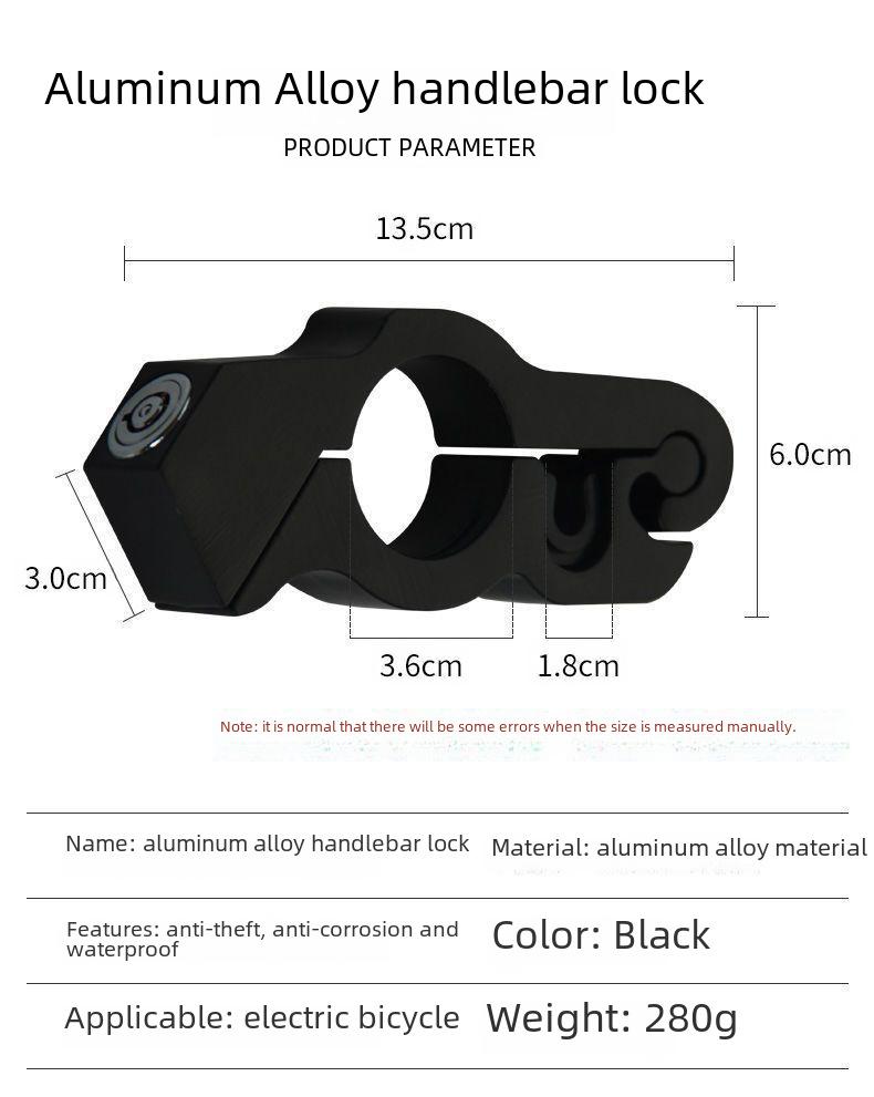 Univerzální zámek proti krádeži elektrického vozidla: Brzda z lehké slitiny, řídítka, plyn, skútr, motocykl a ochrana klaksonu