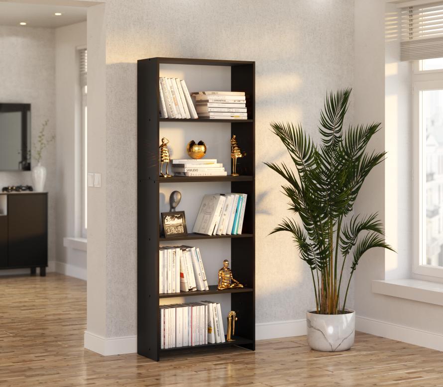 Office Bookshelf Black 70 CM 5 Shelves Binders Toys Loft