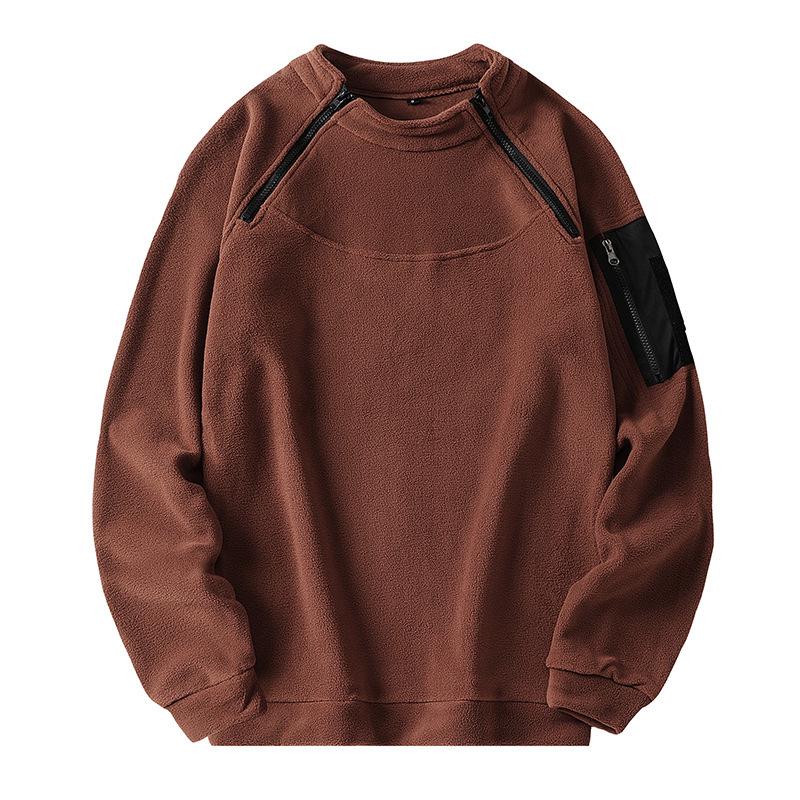 Men's Autumn/Winter Tactical Hoodie - Stand-up Collar, Warm, Loose, Breathable, Solid Color, Plus Velvet, Thickened