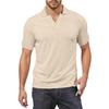 Men's V-neck Short-sleeved Top Textured Collar Golf T-shirt
