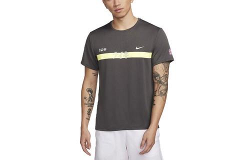 Nike Dri-Fit Miler Letter Logo Print Crew Neck Short Sleeve T-Shirt XL серый