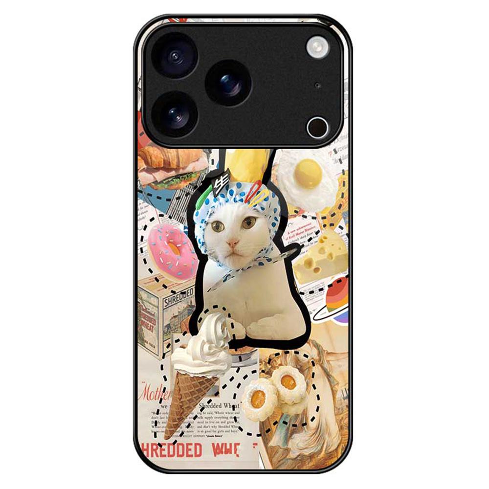 For iPhone 17 Pro Max Case TPU PC Tempered Glass Pattern Printing Anti Drop Phone Back Cover