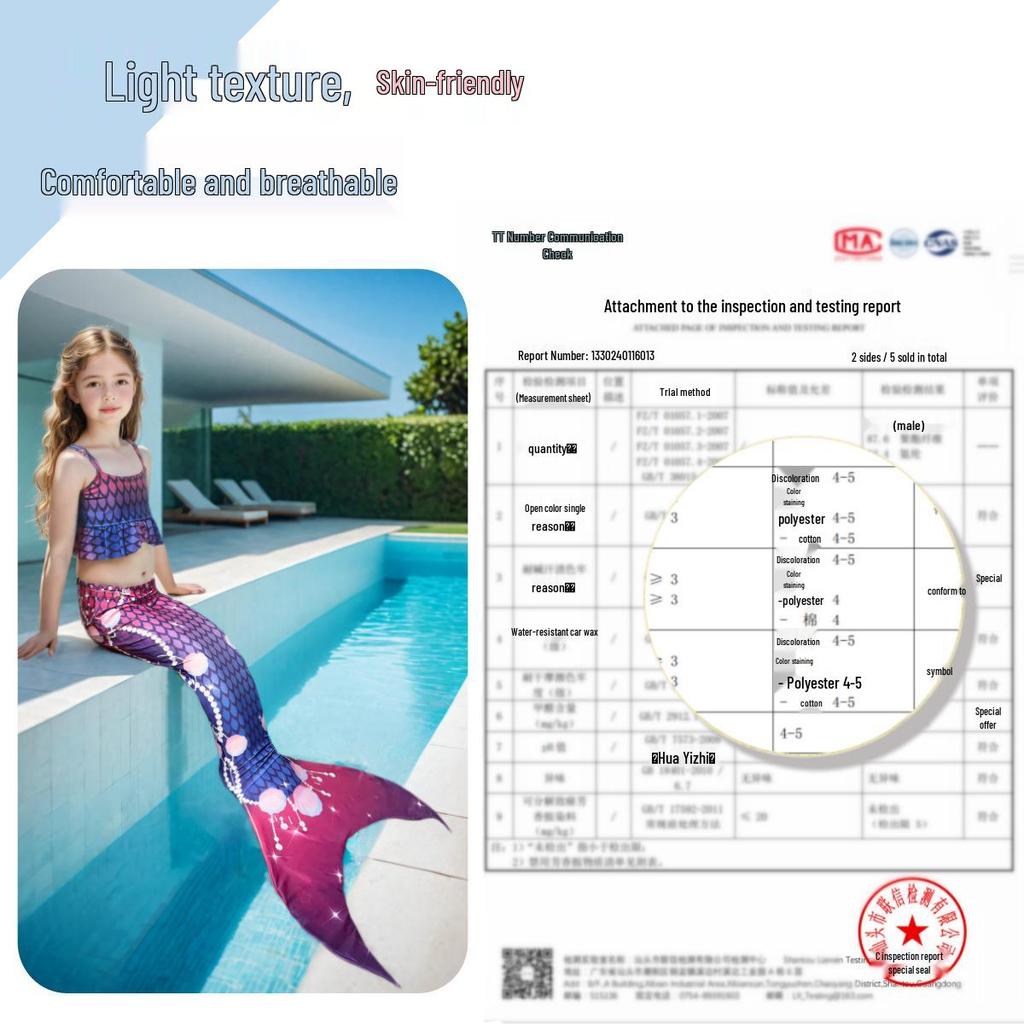 Girls' Mermaid Gradient Two-Piece Swimsuit Party Costume