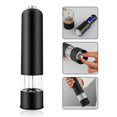 Elektrische Pfeffer- und Salzmühle mit LED-Licht, batteriebetrieben, einhändige Pfeffer- und Salzmühle, verstellbare Gewürzmühle