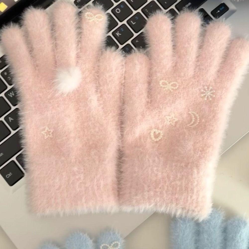 New Snow Ball Warm Gloves Thicken Stretch Mittens Korean Style Cartoon Skiing Gloves Winter