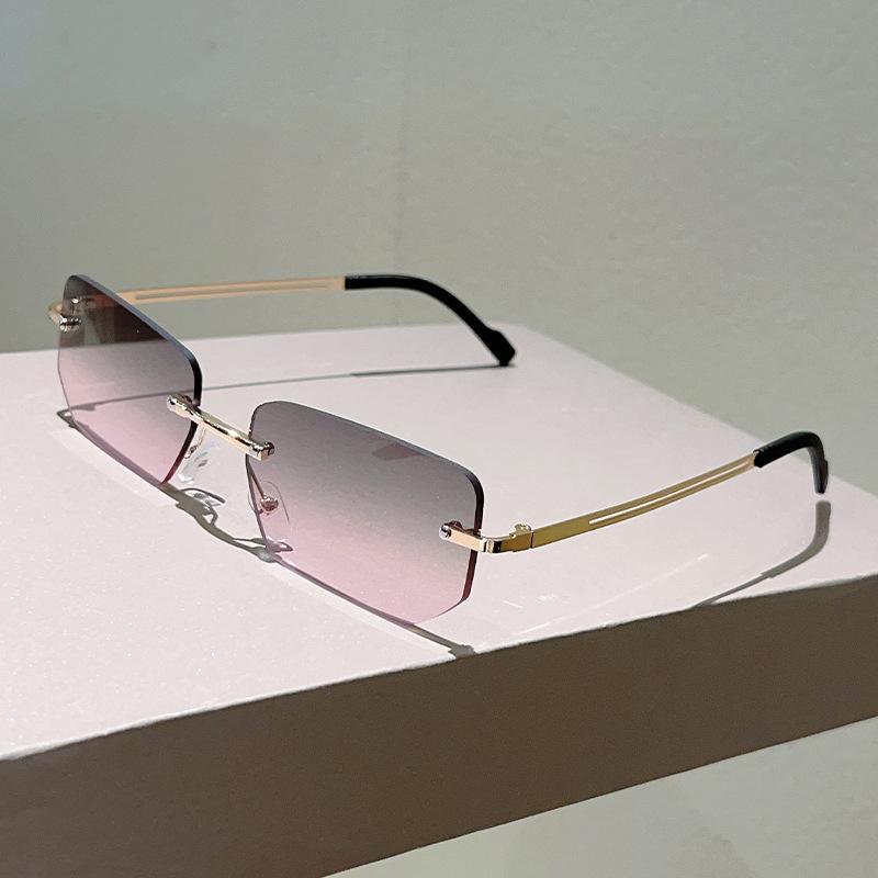 2025 Rimless Rectangle Sunglasses Unisex Frameless Eyewear Designer Trendy Versatile Square Shade Sun Glasses For Daily Outings