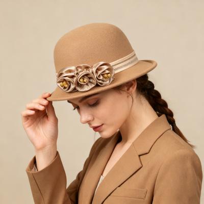 Fiskarhatt Dam Vinter Bassäng Enfärgad Fuskpärlor Blommig Dekoration Bucket Hat Utomhusaktiviteter Resor Vardagsklädsel