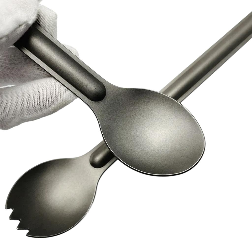 Portabale Flatware Outdoor Camping Long Spork Reusable Titanium Long Handle Spork and Spoon Titanium Forkspoon Spork