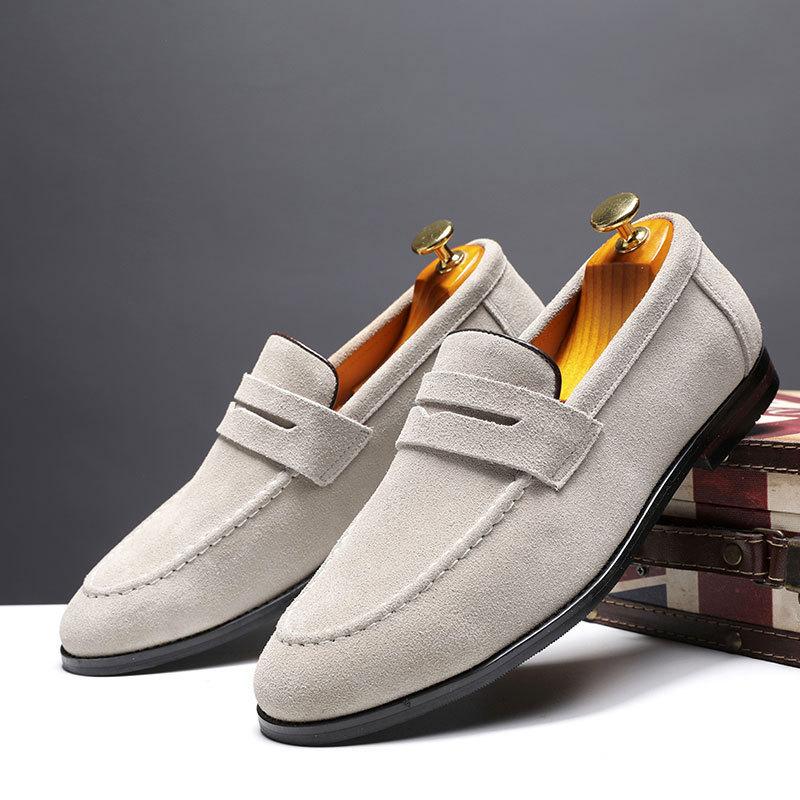 Leather shoes men's spring new Korean version trend lazy shoes matte leather men's casual leather shoes