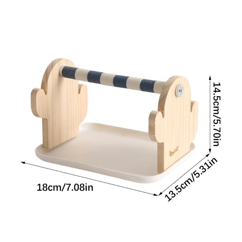 Solid Wood Parrots Resting Perch Sanded Surfaces Design Trimming Stand For Nail Beak Trimming And Interaction Activity Toy