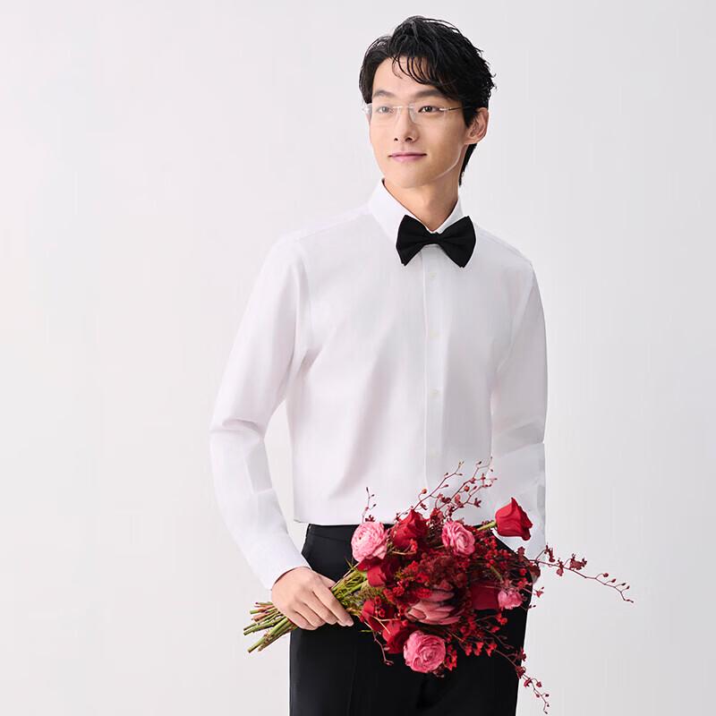 Baoxiniao Men's Business Non-Iron Pure Cotton Long Sleeve Shirt
