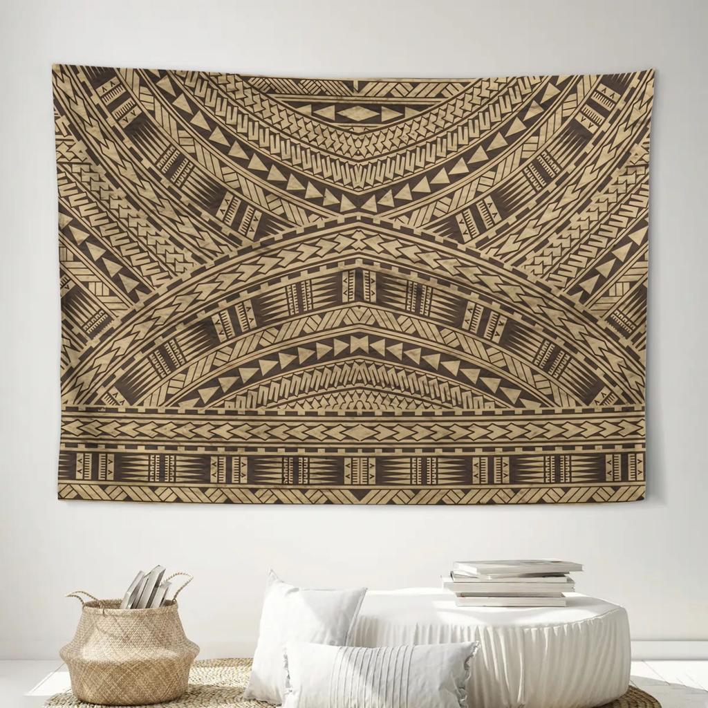 2D Flat - 2D Flat Printing Samoan Tapa Cloth Pattern Seasonal Wall Tapestry for Festive Atmosphere - Easy Way to Refresh Your Home During Holidays
