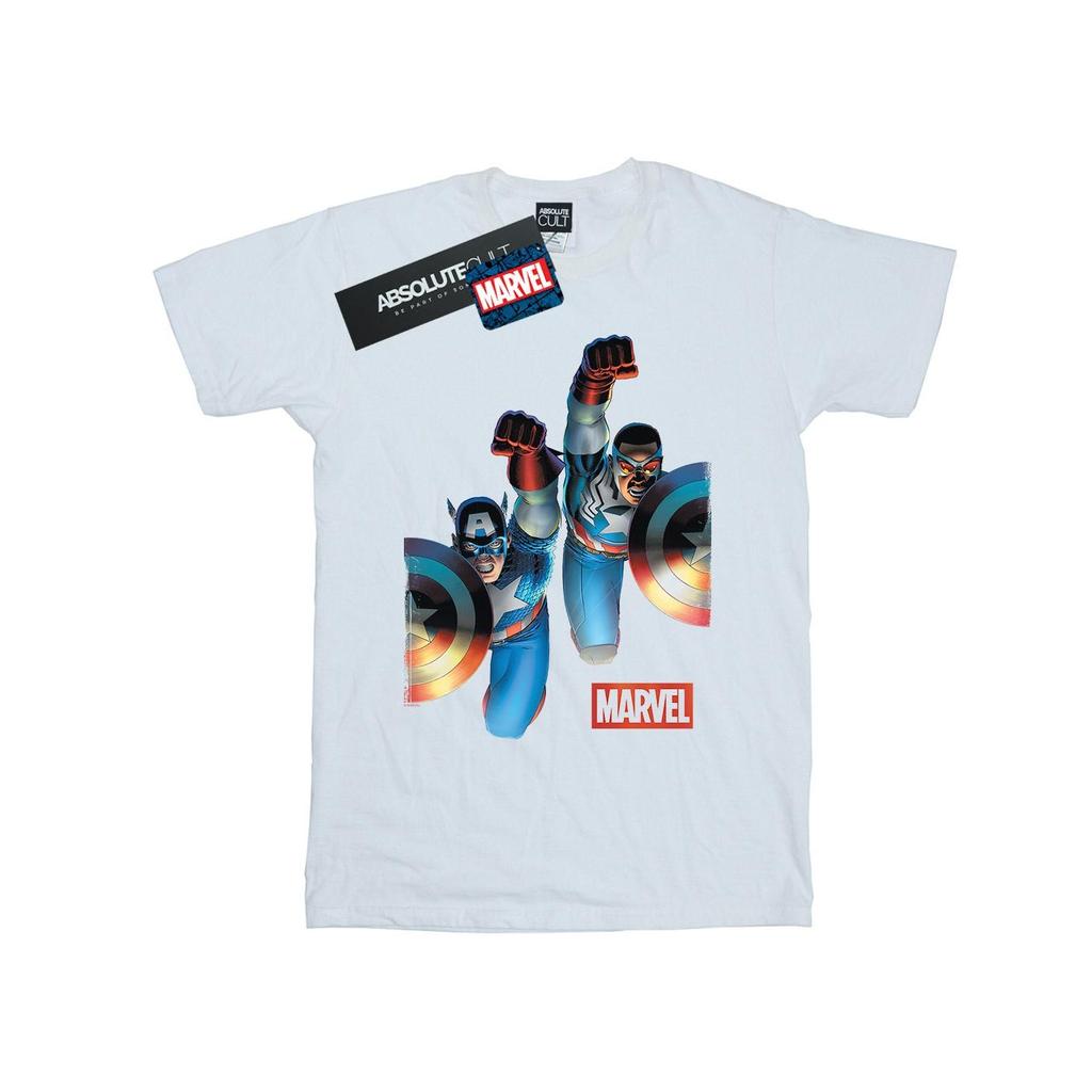 Marvel Mens Falcon And Captain America Side By Side T-Shirt