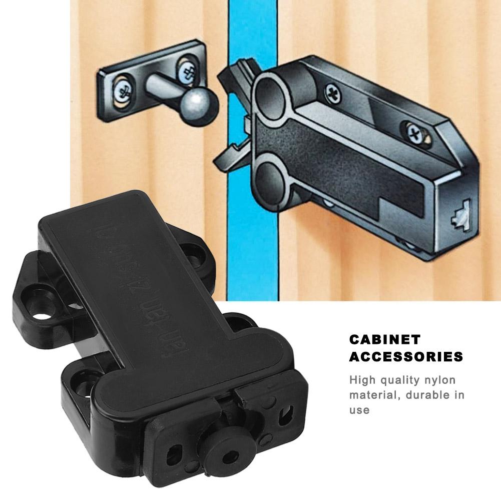 6 Sets Nylon Cabinet Drawer Rebound Self Locking Door Latches Furniture Hardware AccessoriesBlack