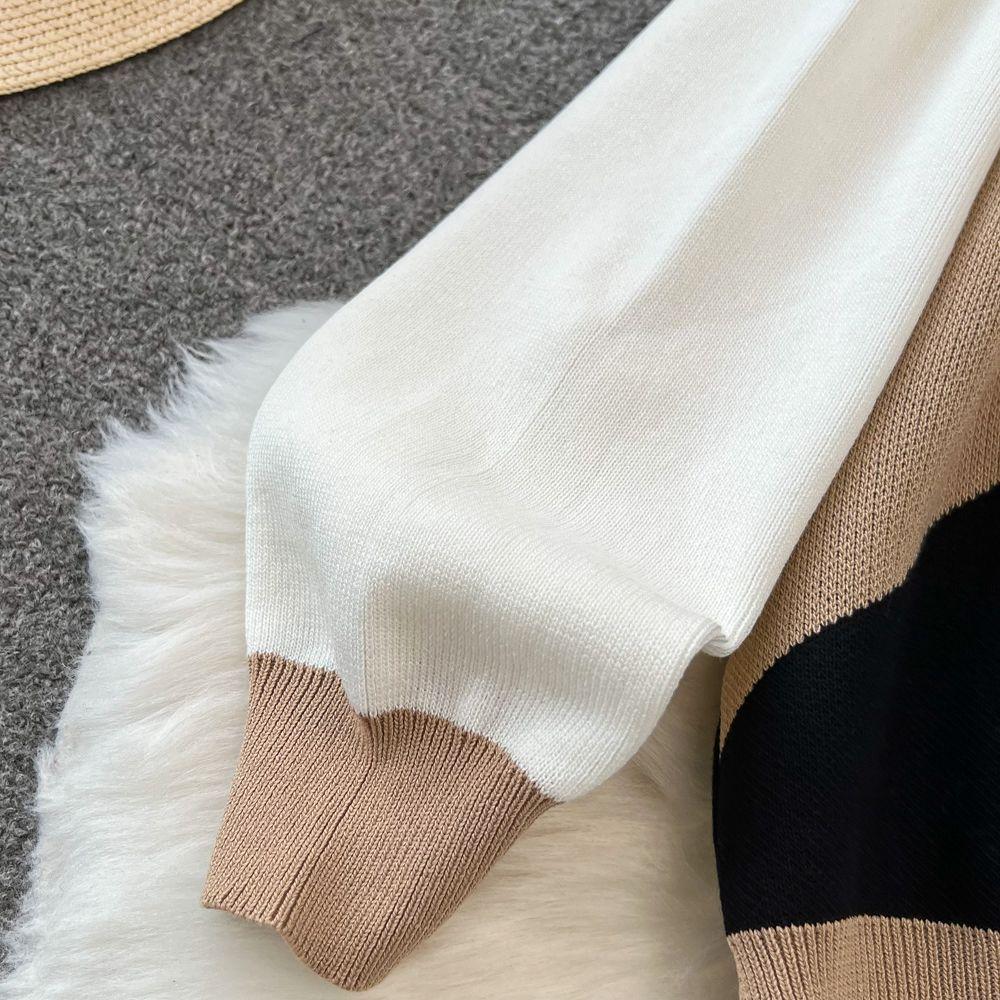 Fashion Suit for Women, Like Long-sleeved V-neck Single-breasted Knitted Jacquard Jacket, Two-piece Set of High-waisted and Thin Wide-leg Pants.