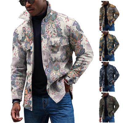 Men's Fashion Trend Daily Casual Printed Long Sleeve Button Down Jacket