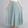 Literary Elastic Waist A-line Expansion Skirt Solid Color Ethnic Style Women Long Skirts