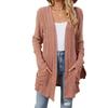 Fall Winter Women's Solid Color Ribbed Brushed Pocket Cardigan Long Sleeve Jacket, Leisure Foreign Trade for Europe America