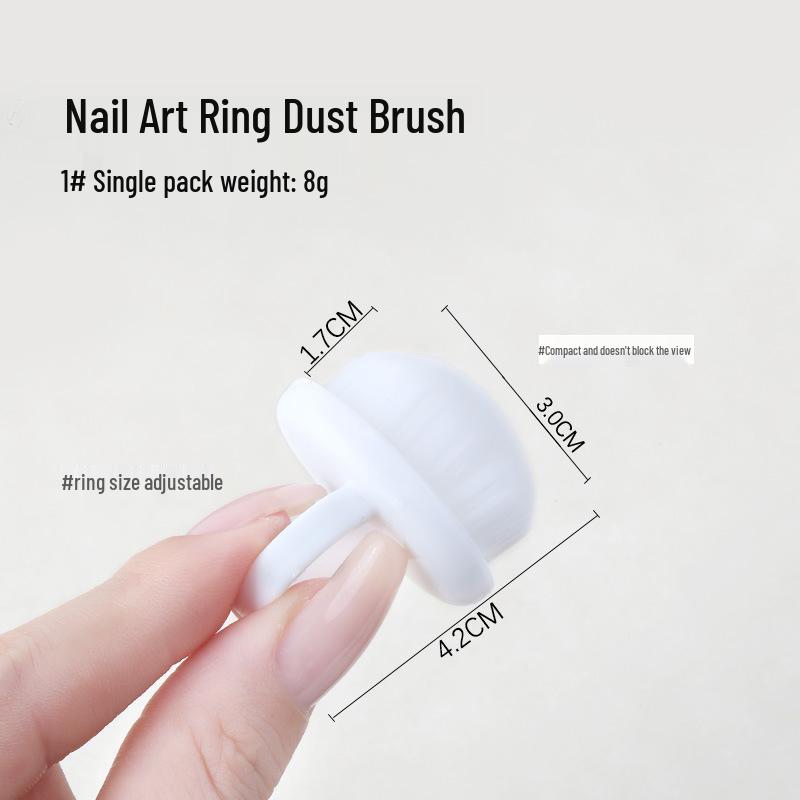 Ring-Style Nail Dust Brush: Fine Soft Bristles with Finger Buckle for Cuticle Cleaning