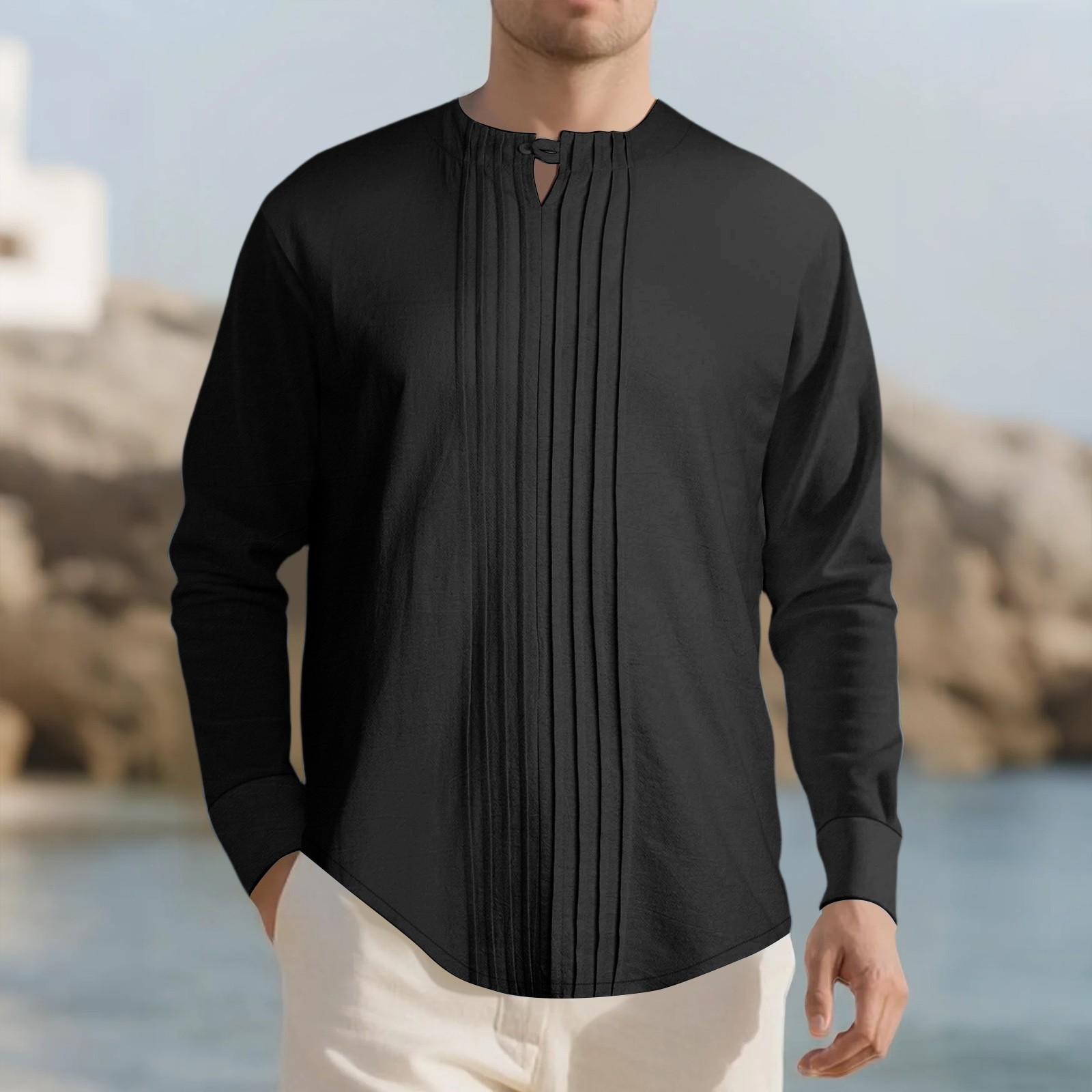 

New Solid Color Linen Design For European And American Men s Casual Sports XXXL чорний