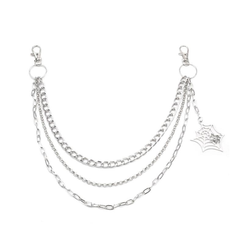 

Punk Jeans Pants Chain Multi Layer Chain Cobweb Charm Waist Wallet Jewelry Harajuku Belt for Dancers Accessories