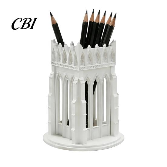 Makeup Brush Holder for Vanity Gothic Pen Holder, Cathedral Style 3D Printed Pointed Arch Desk Decor Organizer, Storage Cup Brushes, Pencils,