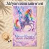 Unicorn Theme Soft Beach Towel Personalized Custom Name Text Towel Portable for Beach Pool Travel