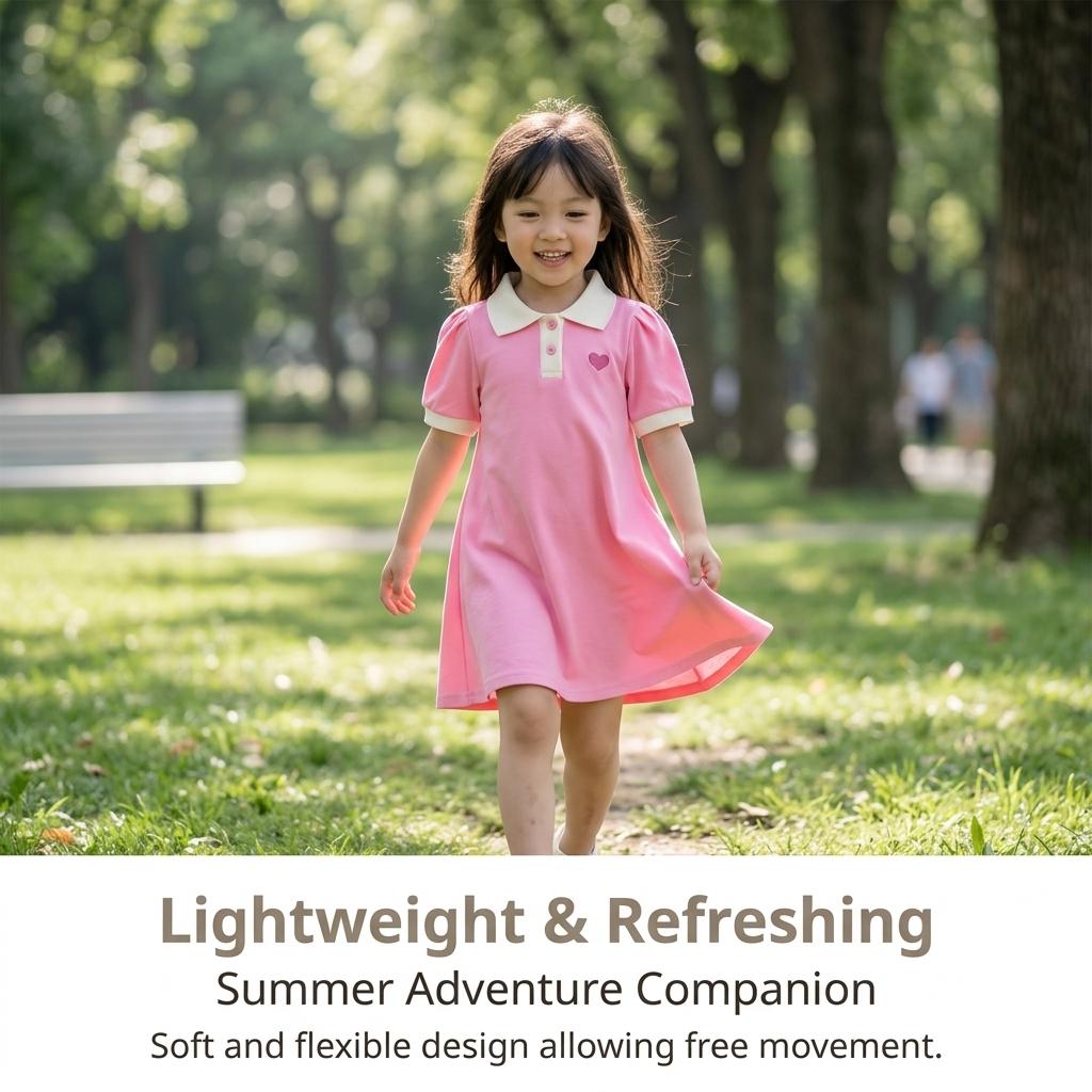 Girls' Summer Dress New Fashionable Children'S Polo Princess Dress Little Girl'S Stylish Summer Dress