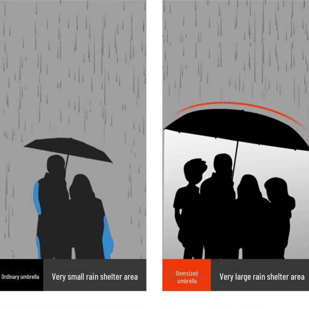 Twelve-Bone Folding Sunshade Umbrella - Large, Black, Logo-Printed for Sun and Rain Protection