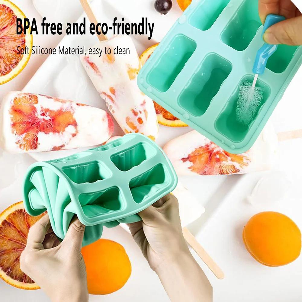 Popsicle Molds Silicone 4/6/10 Cavity Popsicle Trays Freezer Homemade Ice Cream Molds BPA Free Ice Pop Easy Release Mold