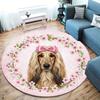 Bow tie puppy Round Area Rug,Carpet Rug for Living Room Bedroom Sofa Playroom Decor,Non slip Floor Mat