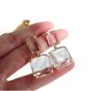 Women's Silver Needle Square Crystal Geometric Clear Resin Drop Earrings Hot Sale New Arrivals Design