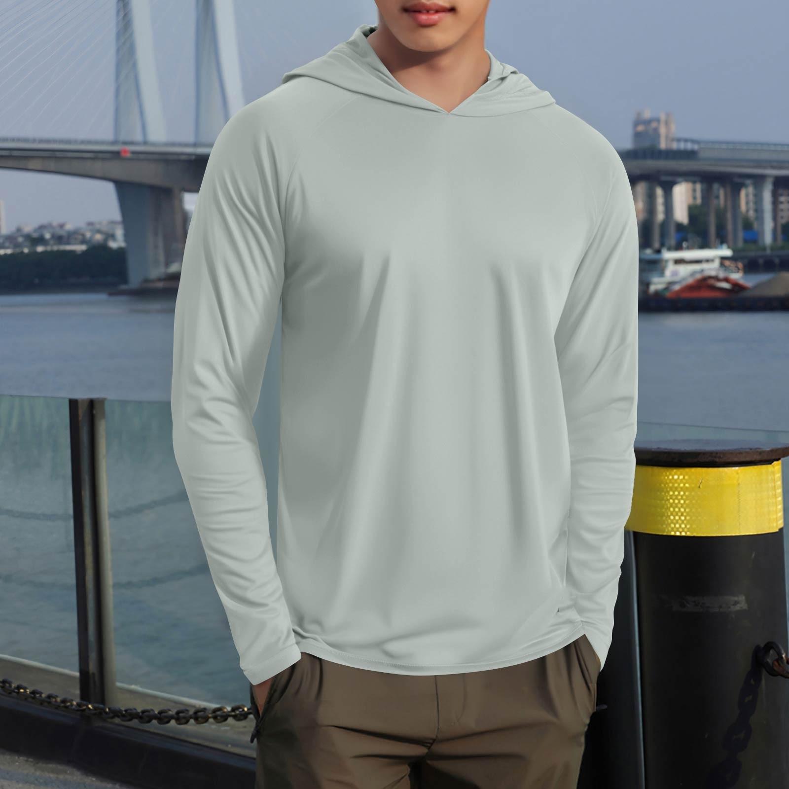 

Чоловічий літній однотонний худі слім сонцезахисний для вулиці пляжу піших прогулянок альпінізму топ M