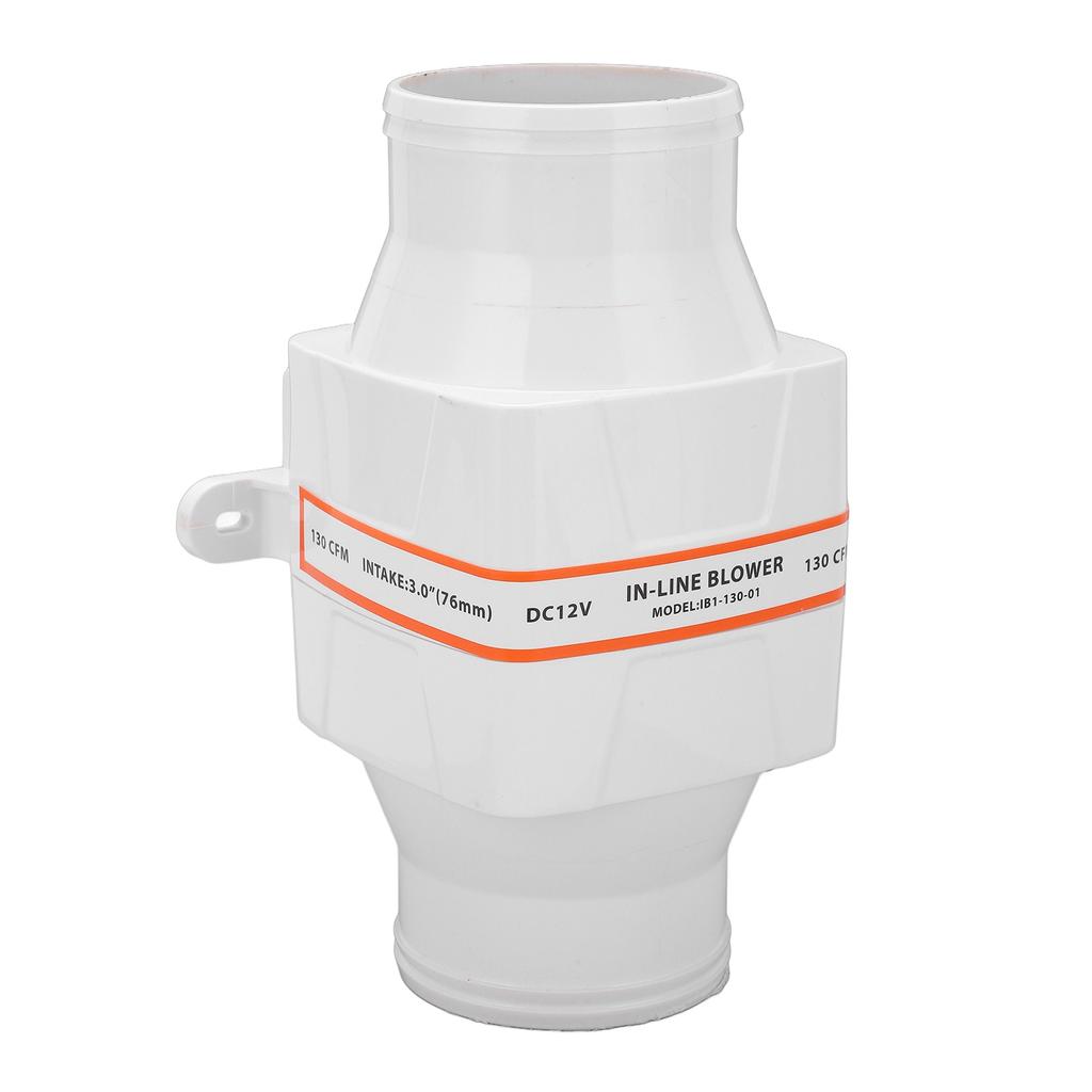3in 12V Inline Bilge Air Blower Vent Fan 130CFM 4 Blades High Airflow for Marine Yachts Boats