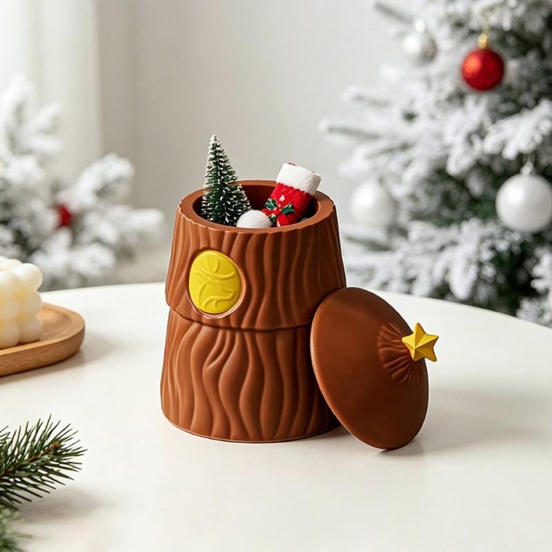 Holiday Tree Shape Container Craft Mould, Two Part Casting Mould Set for Handmade Candle Holder and Christmas Table Display
