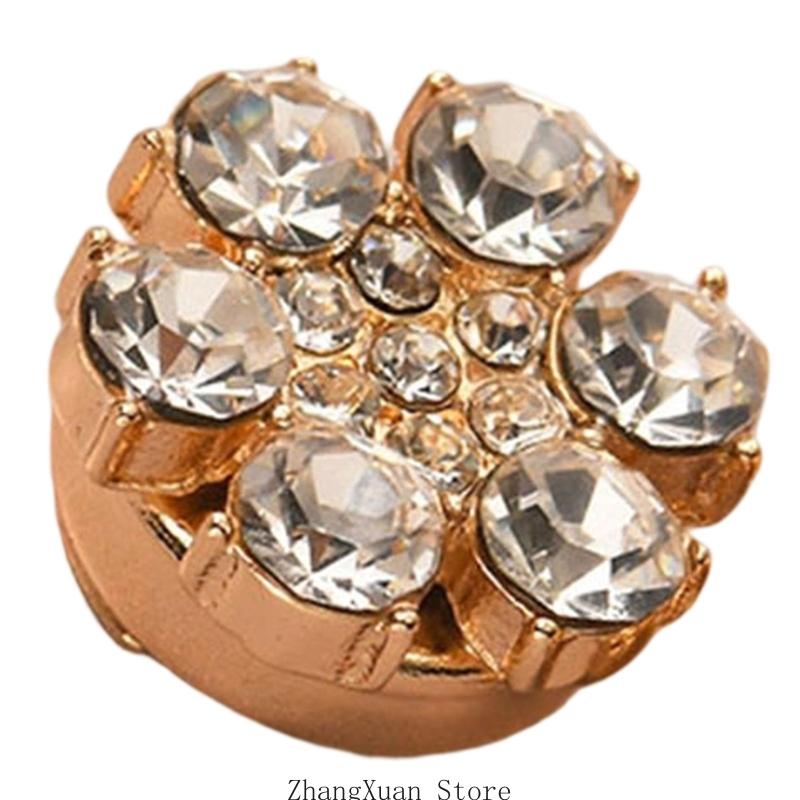 Women Shirt Cufflinks Floral Metal Cufflinks Rhinestones Shirts Cufflinks For Wedding Birthday Prom Business Meeting золотой