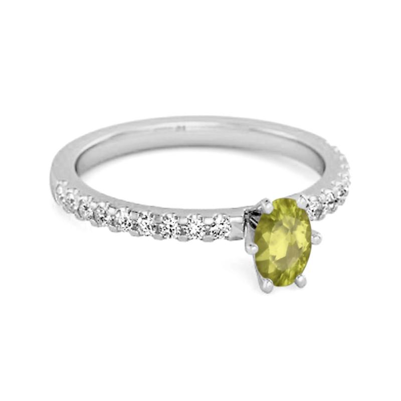Peridot Oval Solitaire Ring – Sterling Silver