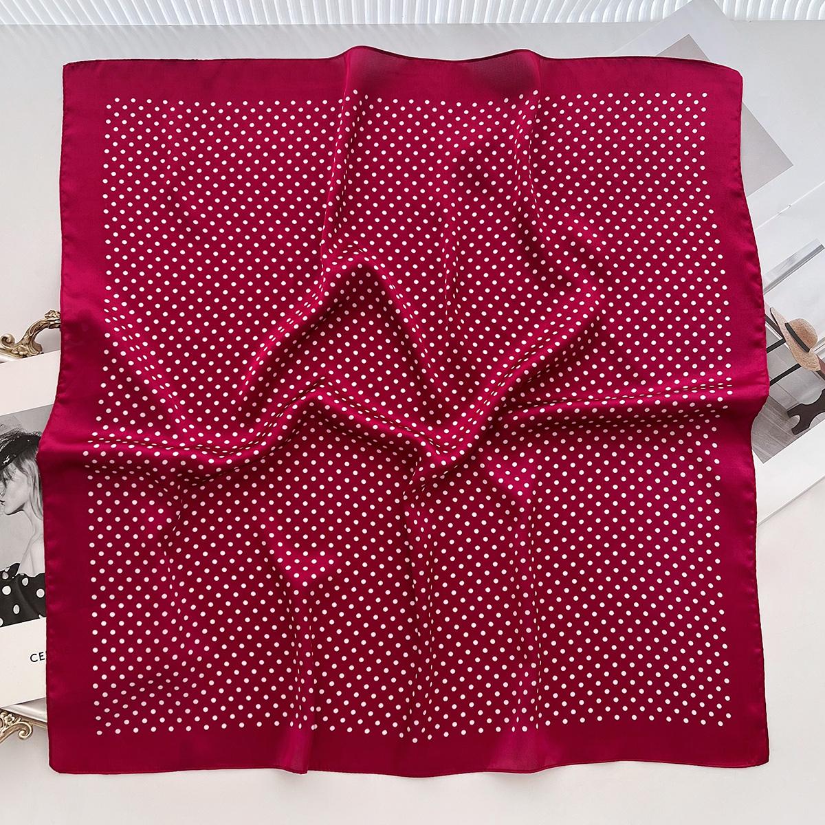 

Черно-белый простой шарф из искусственного шелка в горошек, женский летний универсальный платок для головы, повязанный на волосы и талию, декоративный повседневный квадратный шарф 66cm