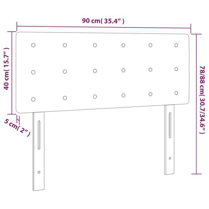 VidaXL Tête de Lit à LED Meuble de Chambre à Coucher Accessoire de Lit Simple Tête de Cadre de Lit Intérieur Noir 90x5x78/88 3121690