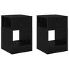 Side Table Set of 2 Black Oak Effect 30.5 X 30 X 45 Cm